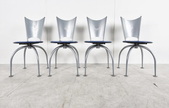 Image 1 of 4 x Post modern metal dining chairs