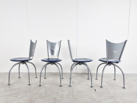 Image 1 of 4 x Post modern metal dining chairs