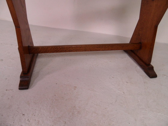 Image 1 of Brutalist oak sidetable writing table