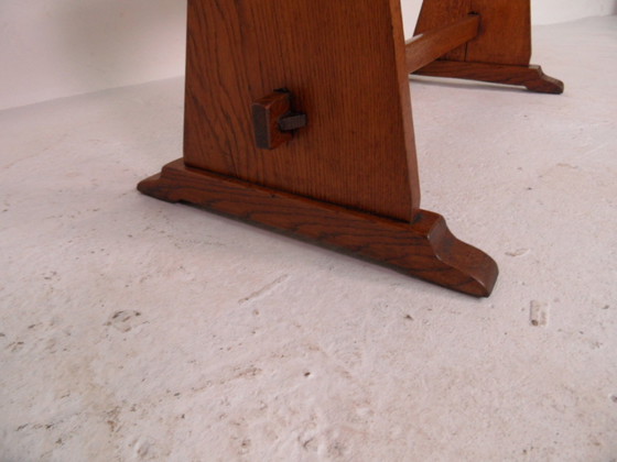 Image 1 of Brutalist oak sidetable writing table