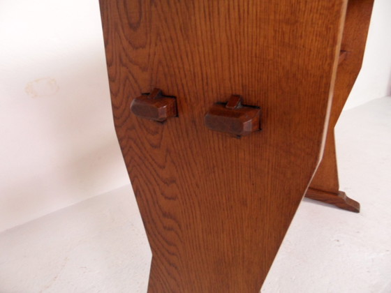 Image 1 of Brutalist oak sidetable writing table