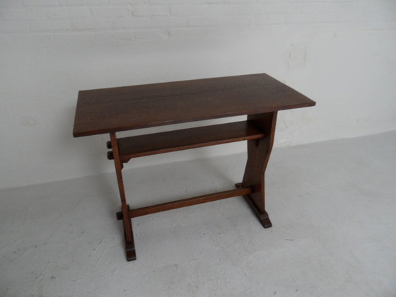 Image 1 of Brutalist oak sidetable writing table