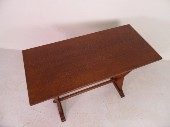 Image 1 of Brutalist oak sidetable writing table