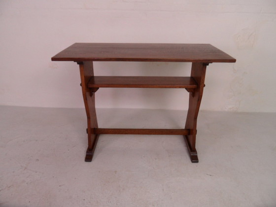 Image 1 of Brutalist oak sidetable writing table