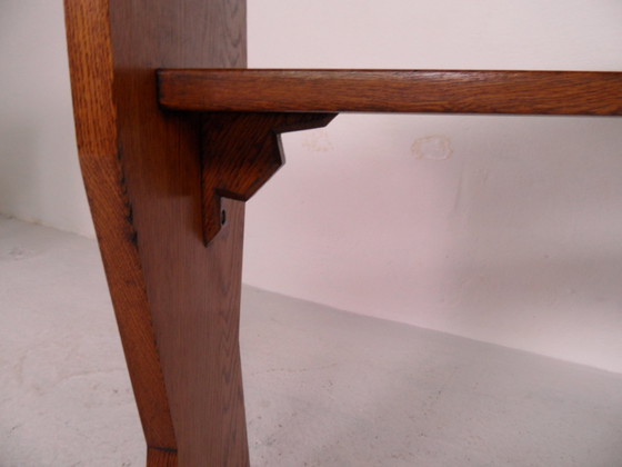 Image 1 of Brutalist oak sidetable writing table