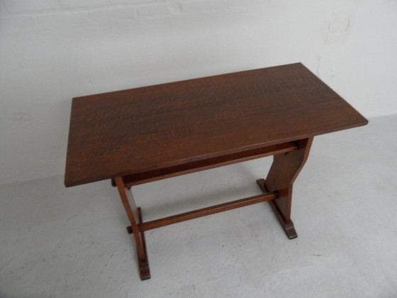 Image 1 of Brutalist oak sidetable writing table