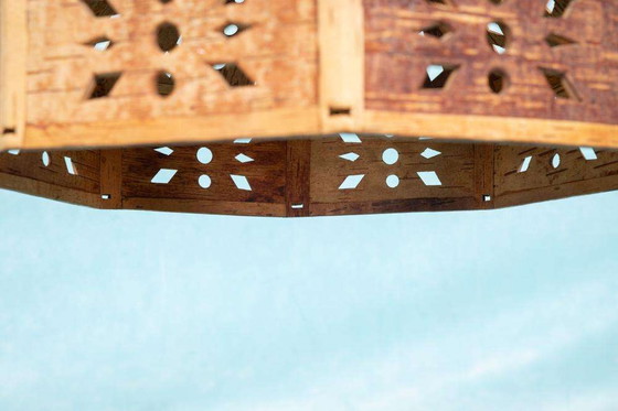 Image 1 of Lampada a sospensione in legno Japandi anni Sessanta, lampada a sospensione svedese vintage