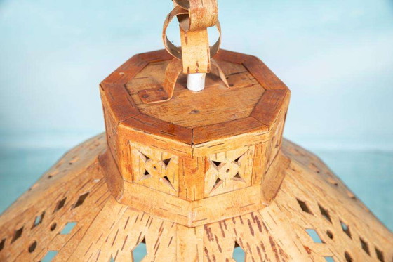 Image 1 of Lampada a sospensione in legno Japandi anni Sessanta, lampada a sospensione svedese vintage