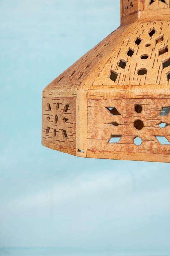 Image 1 of Lampada a sospensione in legno Japandi anni Sessanta, lampada a sospensione svedese vintage