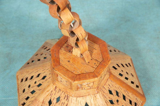 Image 1 of Lampada a sospensione in legno Japandi anni Sessanta, lampada a sospensione svedese vintage