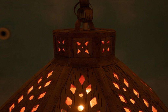 Image 1 of Lampada a sospensione in legno Japandi anni Sessanta, lampada a sospensione svedese vintage