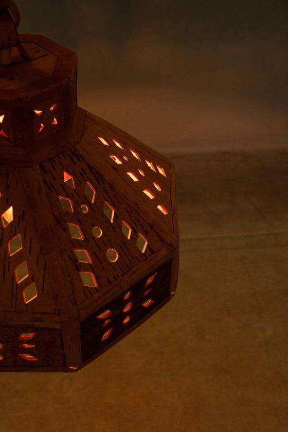 Image 1 of Lampada a sospensione in legno Japandi anni Sessanta, lampada a sospensione svedese vintage