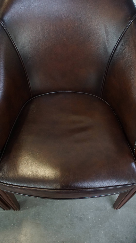 Image 1 of 6 X Dark Beef Leather Dining Chair