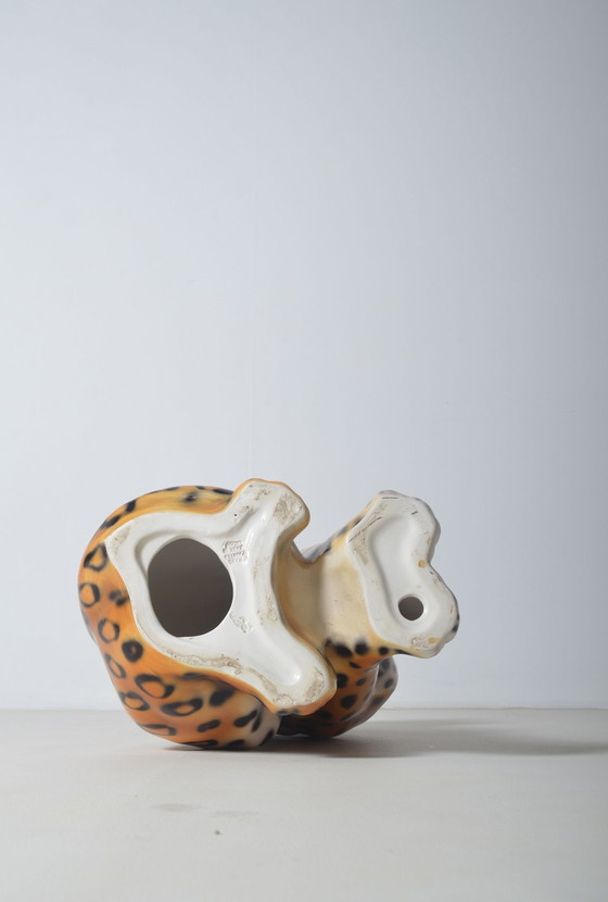 Image 1 of Hand Painted Italian Ceramic Statue Of A Leopard, 1970s