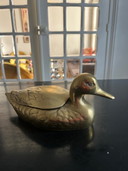 Scatola d'ottone vintage a forma di anatra
