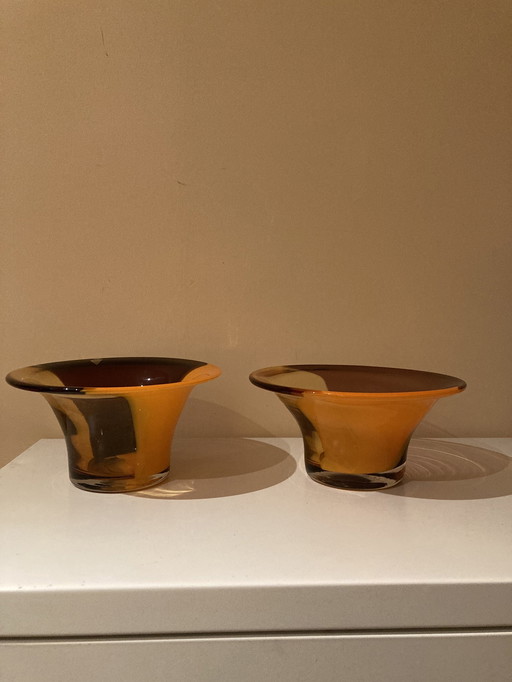 2X Glass Bowl Bernhard Heesen