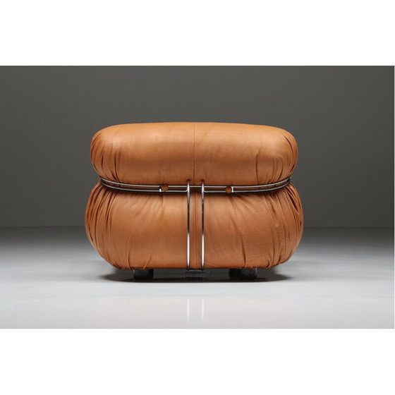 Image 1 of Pair of vintage soriana leather armchairs by Afra and Tobia Scarpa for Cassina, Italy 1970