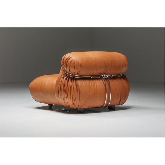 Image 1 of Pair of vintage soriana leather armchairs by Afra and Tobia Scarpa for Cassina, Italy 1970