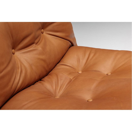 Image 1 of Pair of vintage soriana leather armchairs by Afra and Tobia Scarpa for Cassina, Italy 1970