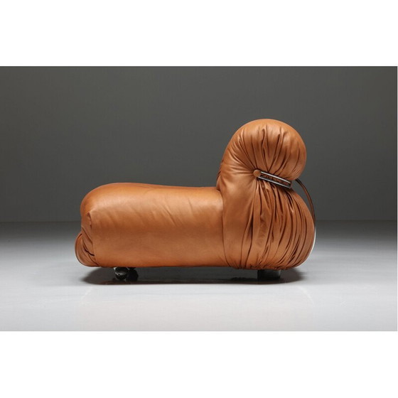 Image 1 of Pair of vintage soriana leather armchairs by Afra and Tobia Scarpa for Cassina, Italy 1970