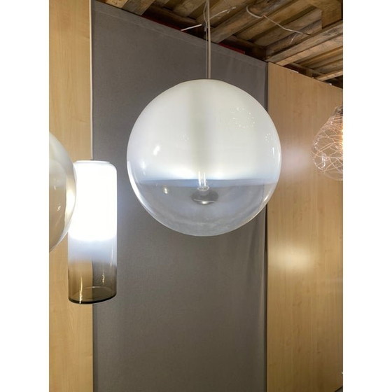 Image 1 of Contemporary Vanished White Sphere In Murano Glass Pendant Light