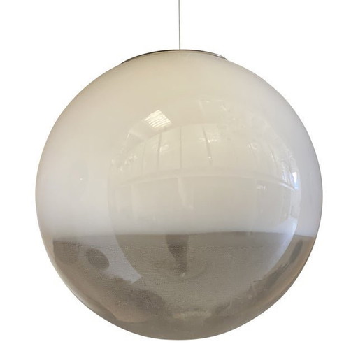 Contemporary Vanished White Sphere In Murano Glass Pendant Light