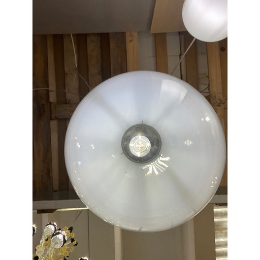 Contemporary Vanished White Sphere In Murano Glass Pendant Light