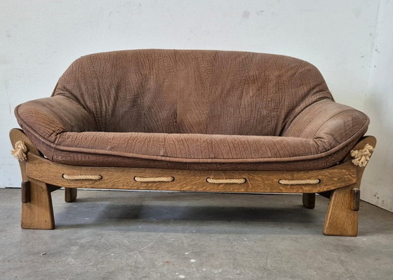 Image 1 of 1970s Brutalist Leather Sofa