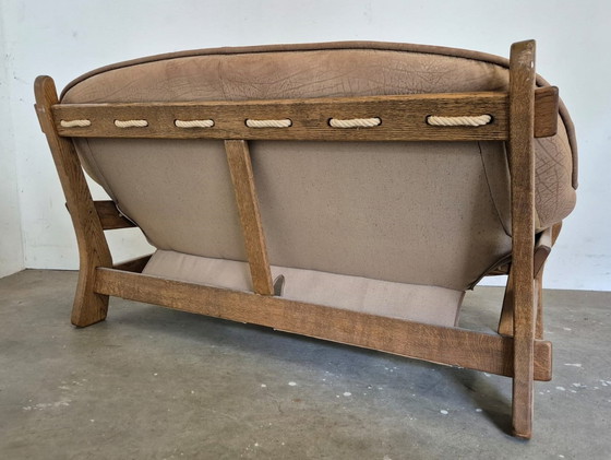 Image 1 of 1970s Brutalist Leather Sofa