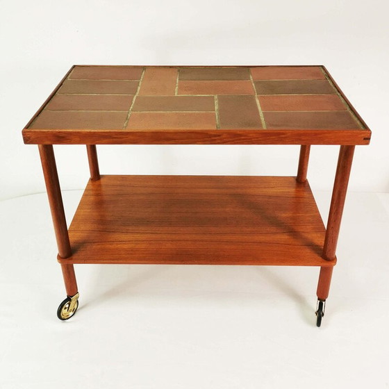 Image 1 of Vintage mobile teak and ceramic bar table, Denmark 1960