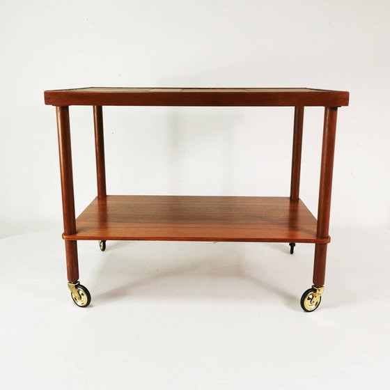 Image 1 of Vintage mobile teak and ceramic bar table, Denmark 1960