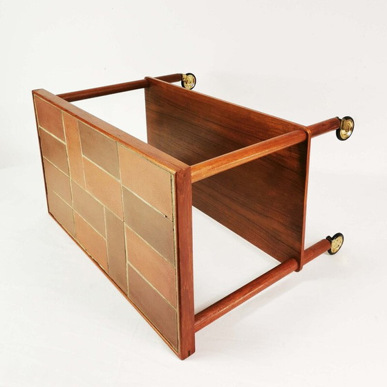 Image 1 of Vintage mobile teak and ceramic bar table, Denmark 1960