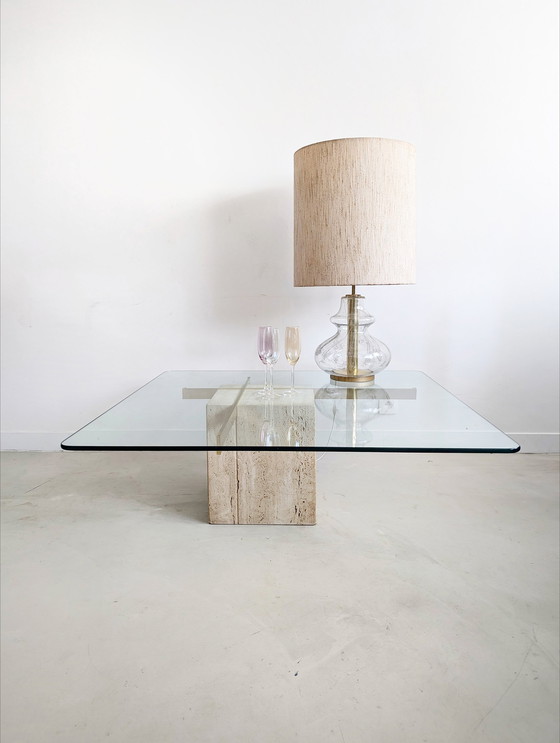 Image 1 of Artedi coffee table of brass and travertine