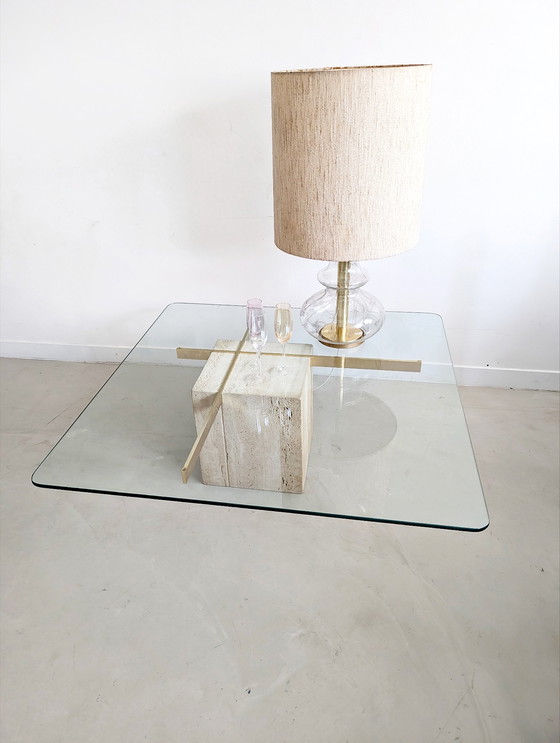 Image 1 of Artedi coffee table of brass and travertine