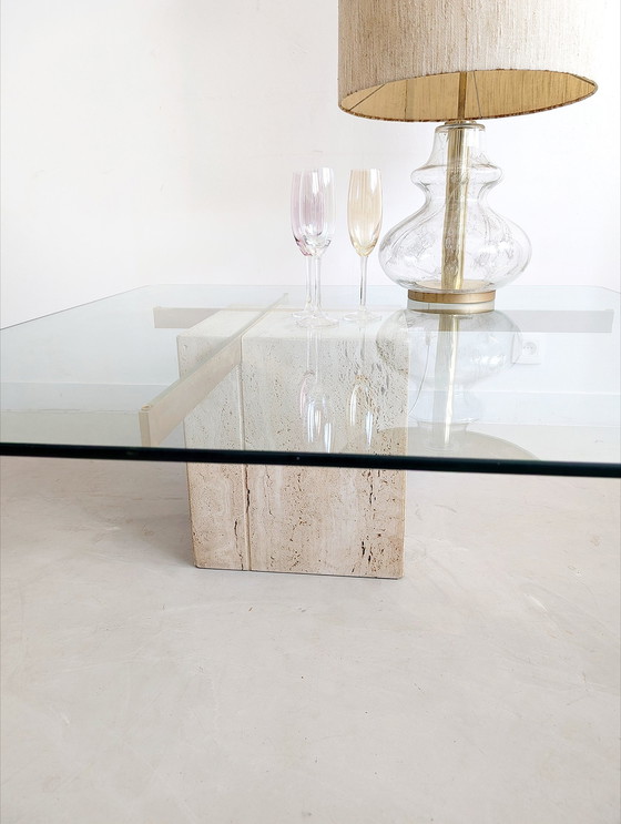 Image 1 of Artedi coffee table of brass and travertine