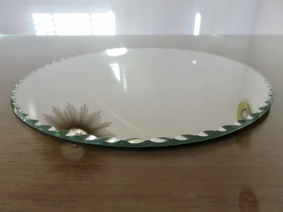 Image 1 of Antique Large Round Mirror, Freestanding, Beveled