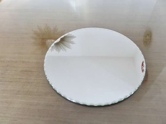 Image 1 of Antique Large Round Mirror, Freestanding, Beveled