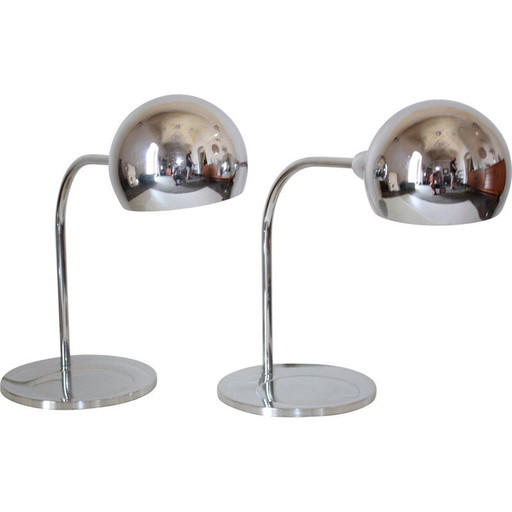 Pair of vintage chromed table lamps, 1970s