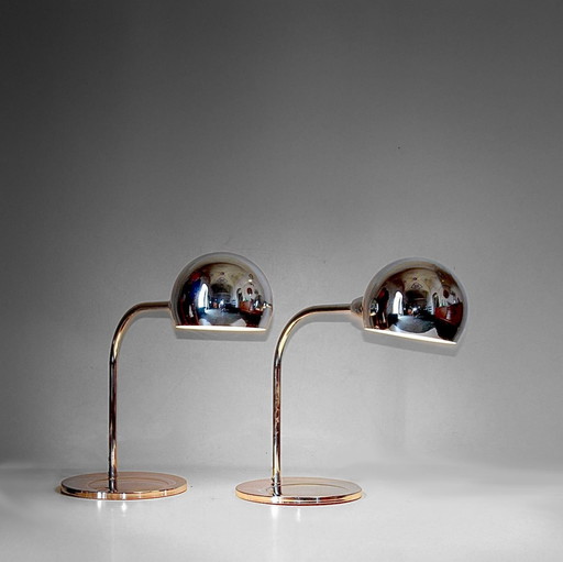 Pair of vintage chromed table lamps, 1970s