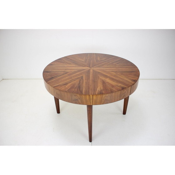 Image 1 of Art Deco vintage extendable walnut dining table, Czechoslovakia 1930s