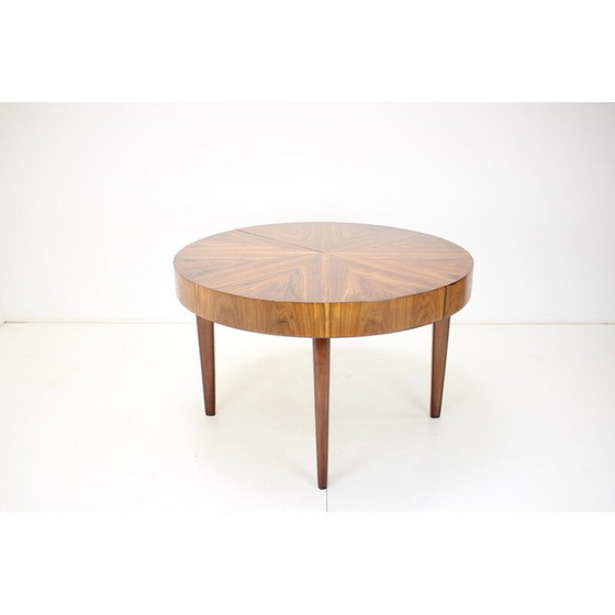 Image 1 of Art Deco vintage extendable walnut dining table, Czechoslovakia 1930s