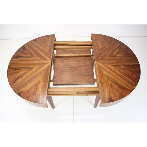 Image 1 of Art Deco vintage extendable walnut dining table, Czechoslovakia 1930s