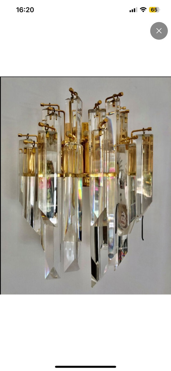 Image 1 of Vintage Murano glass wall lamp for Venini, Italy 1980s