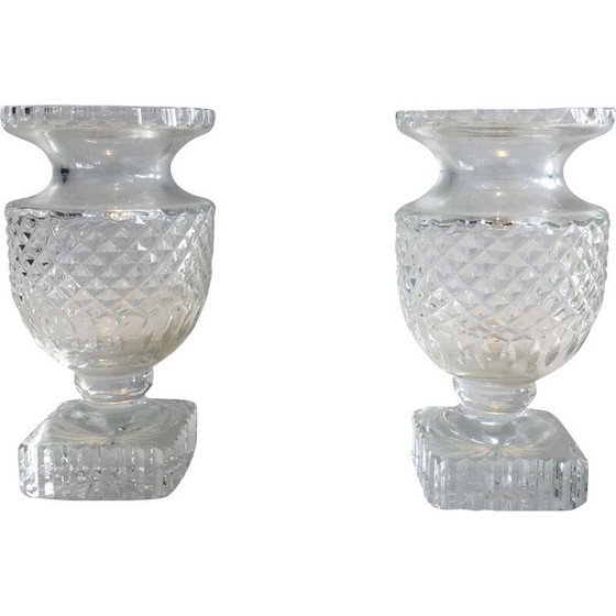 Image 1 of Pair of vintage crystal vases, 1900
