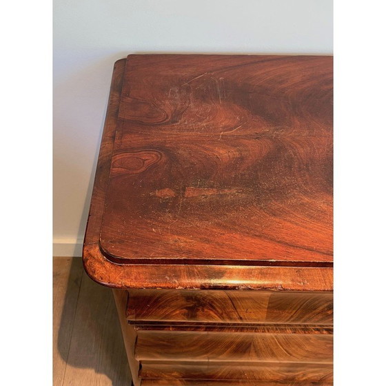 Image 1 of Cassettiera vintage in mogano fiammato con 3 cassetti, Francia 1820