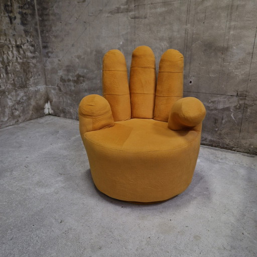 90'S Ochre Yellow Hand Chair Swivel Chair