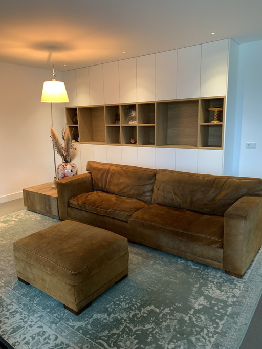 Spacious Sofa, Rofra Home, Roughened Leather (Cognac), Industrial Character