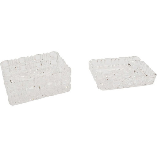 Cenicero de cristal vintage con pitillera de Julia, Polonia, años 80