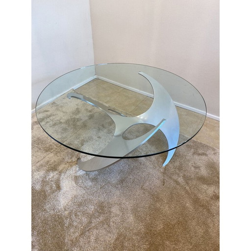 Vintage coffee table in stainless steel and glass by Knut Hesterberg for Ronald Schmitt, 1964