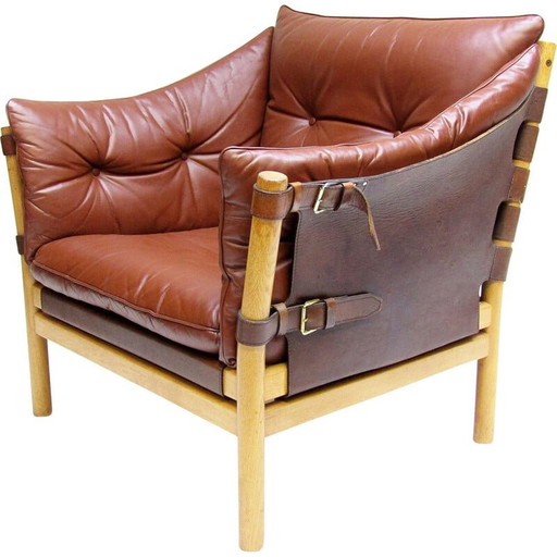 Swedish vintage Ilona armchair in leather by Arne Norell, 1960s